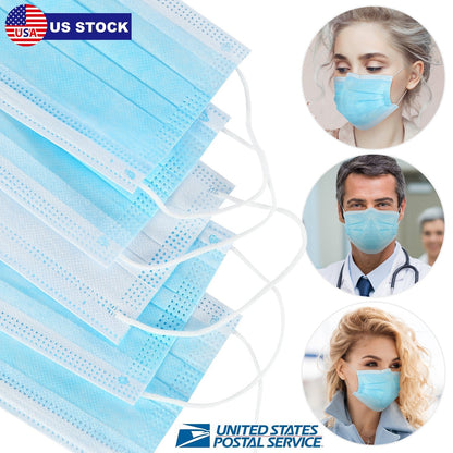 50Pcs 3-Layers Disposable Face Masks Elastic Earloop 95% Melt-Blown Filter Sanitary Face Mask