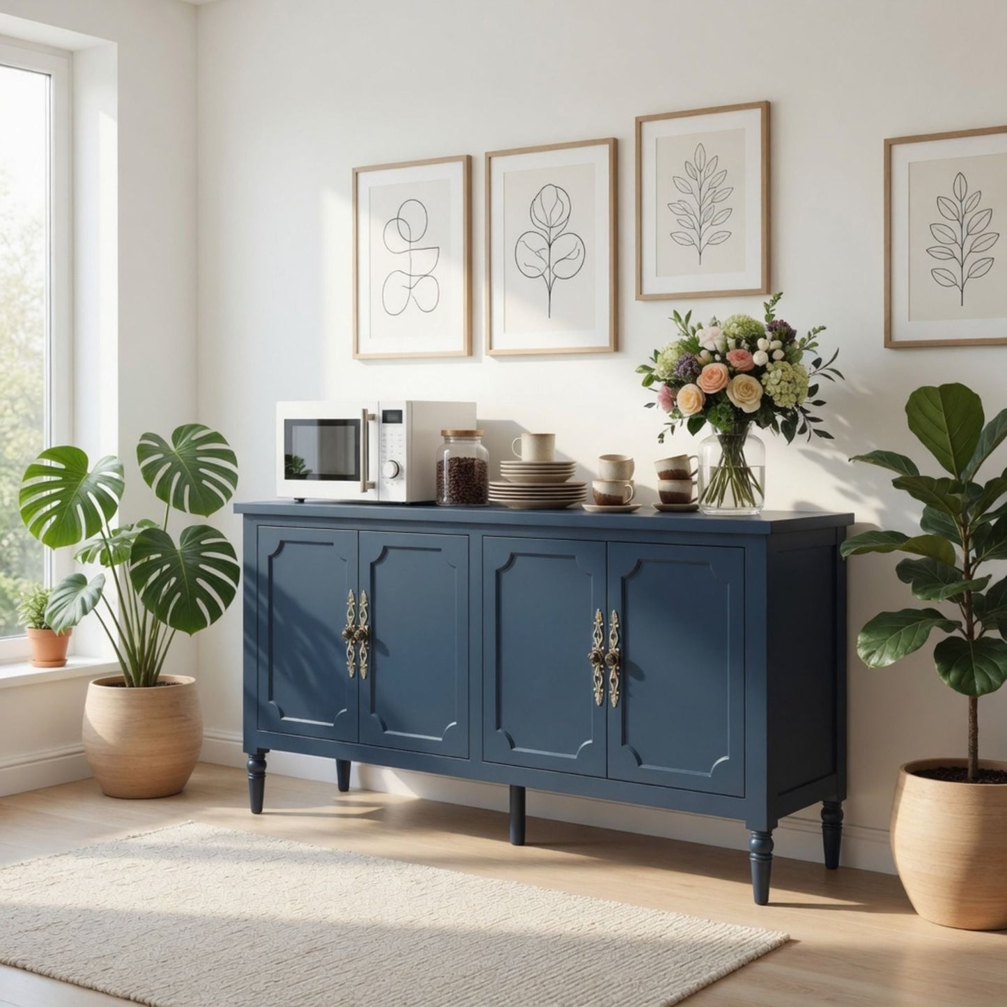 Vintage Buffet Cabinet With Adjustable Shelves