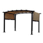 Outdoor Patio Pergola Gazebo - Steel Frame Sun Shelter With Retractable Canopy