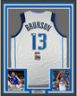 Framed Autographed/Signed Jalen Brunson 35x39 Dallas White Basketball Jersey JSA COA