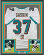 Framed Autographed/Signed Myles Gaskin 35x39 Miami White Football Jersey JSA COA