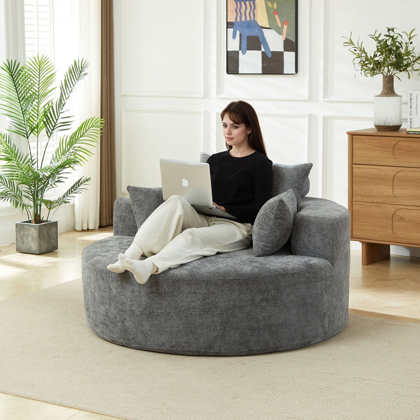 Single Sofa, Sleeper Chair For Living Room - Gray