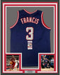Framed Autographed/Signed Steve Francis 35x39 Houston Blue Basketball Jersey JSA COA