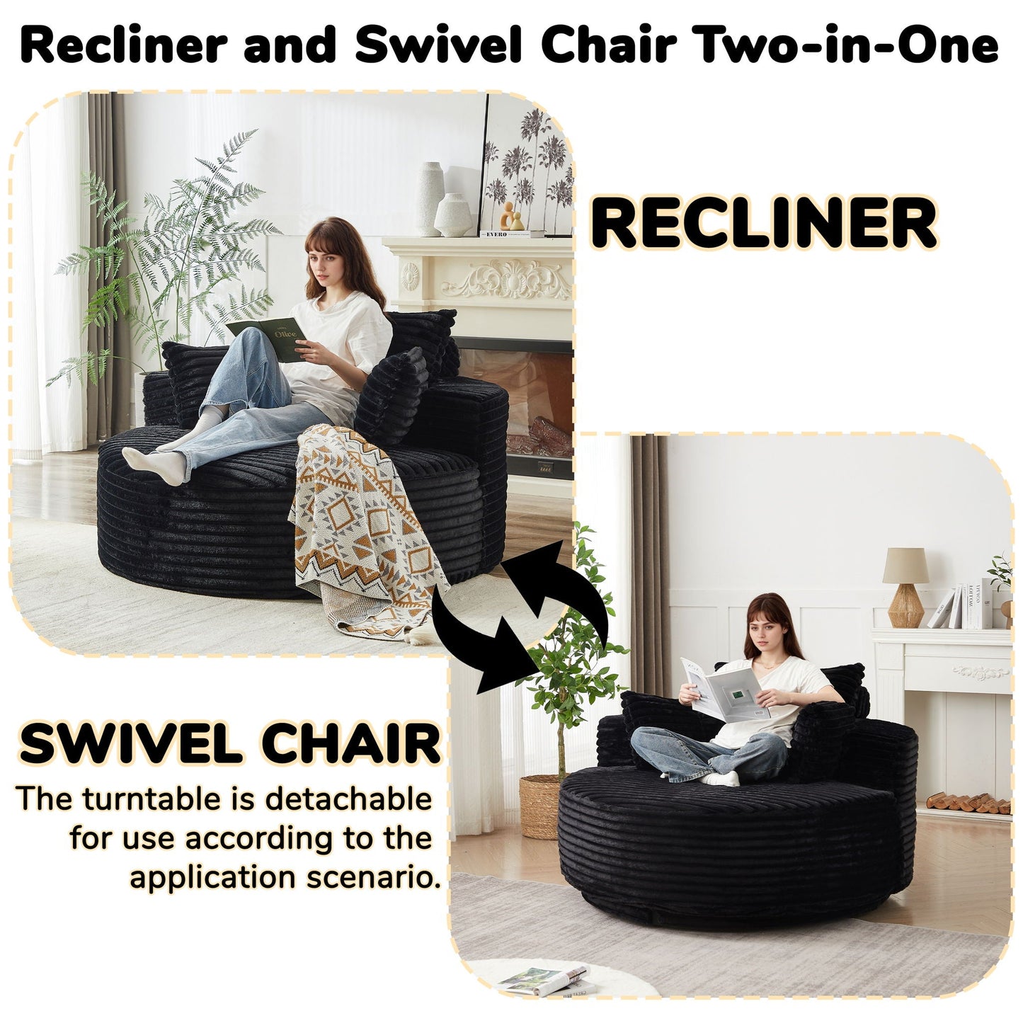 Swivel Chair With 360° Rotation For Living Room