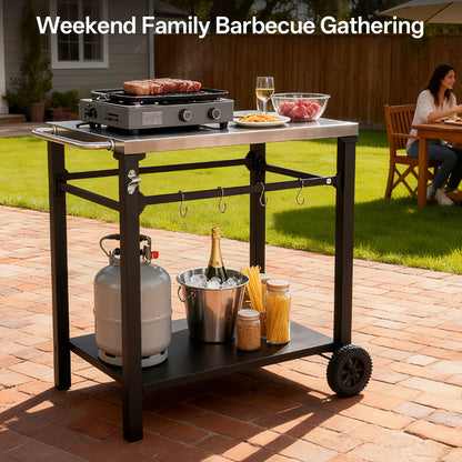 2-Tier Outdoor Grill Cart