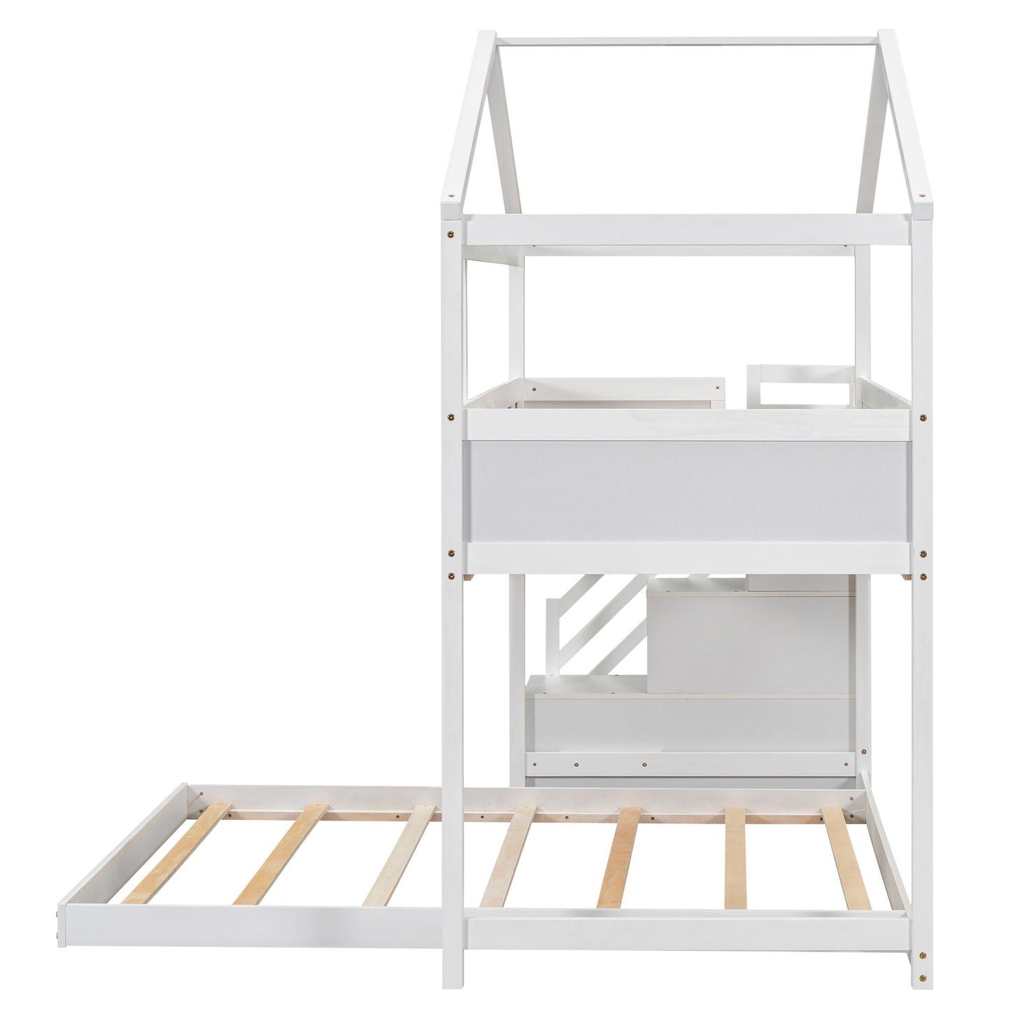 House Style Bunk Bed With Storage Staircase And board