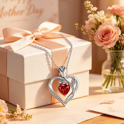 Women's Heart Pendant Necklace – 1.2CT Moissanite or Lab-Grown Sapphire, Ruby & Emerald