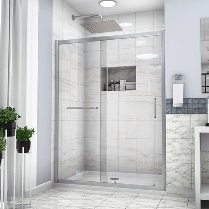 Single Sliding Bypass Shower Door Tempered Glass Enclosure