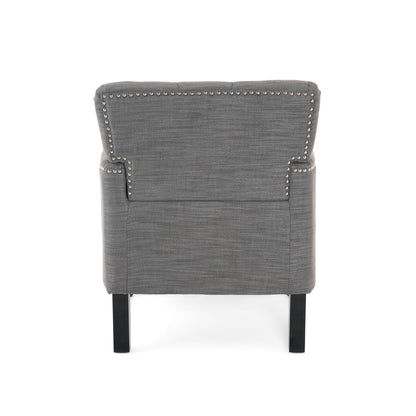 Harrison Tufted Club Chair with Button Tufted Back and Birch Wood Legs