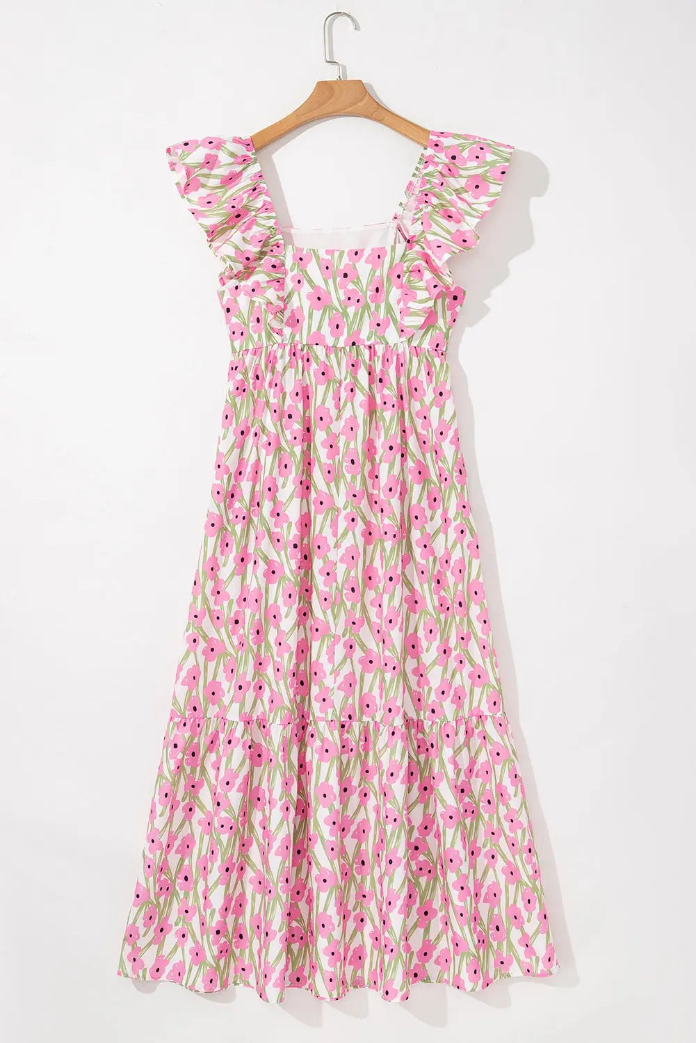 Maxi Dress - Floral Ruffled Straps - Vacation & Wedding