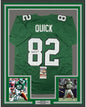 Framed Autographed/Signed Mike Quick 35x39 Philadelphia Kelly Green Football Jersey JSA COA