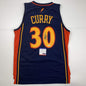 Autographed/Signed Stephen Steph Curry Golden State Blue Rookie Basketball Jersey PSA/DNA COA