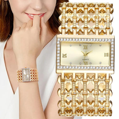 SENRUD Fashion Cuff Bracelet Watches for Women Luxury Rectangular Dial Analog Quartz Wrist Watch Gifts for Ladies