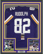 Framed Autographed/Signed Kyle Rudolph 35x39 Minnesota Purple Football Jersey JSA COA