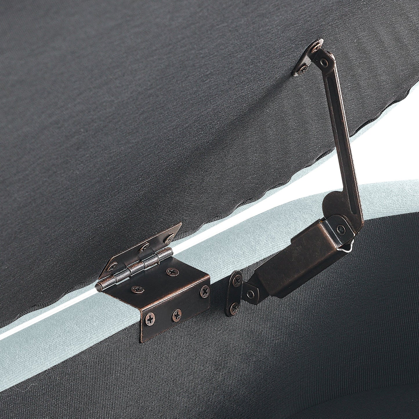 Ottoman Oval Storage Bench, Flannel with Metal Legs-Cyan