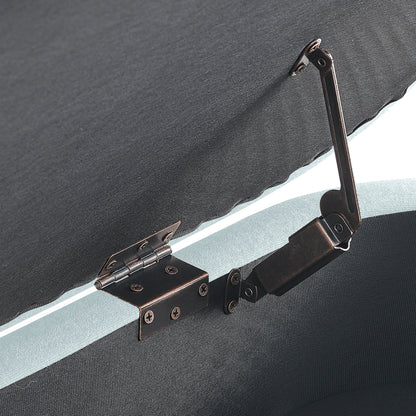 Ottoman Oval Storage Bench, Flannel with Metal Legs-Cyan