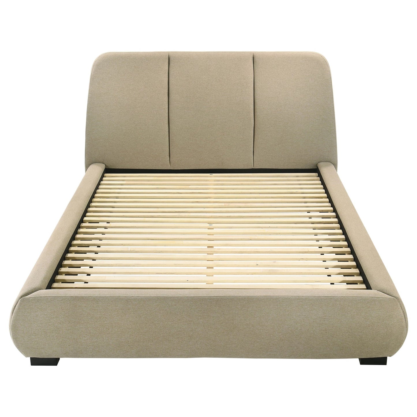 Mokena 46-inch Upholstered Queen Platform Bed Brown