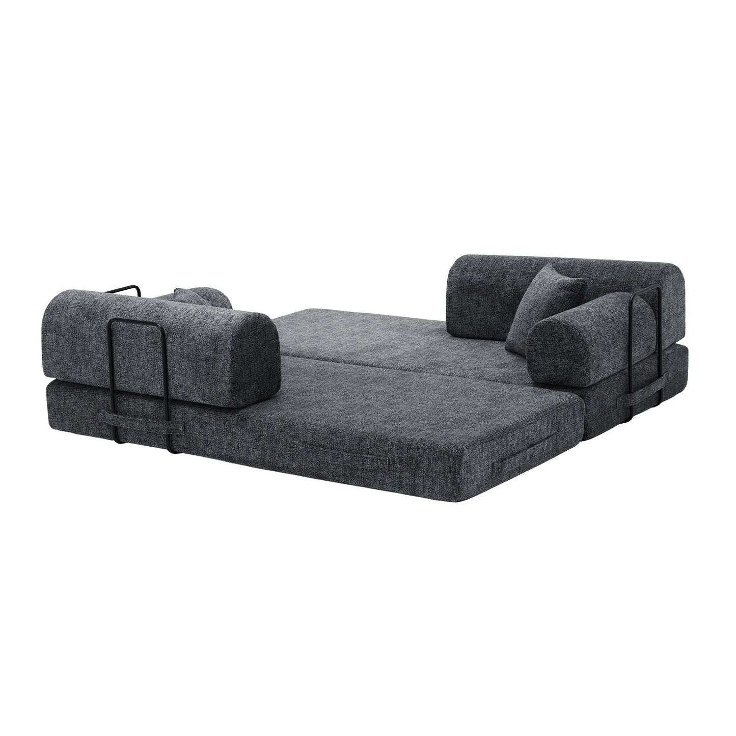 Modern 2 Tone Fabric Convertible Sleeper Sofa Bed