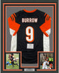 Framed Autographed/Signed Joe Burrow 35x39 Cincinnati Bengals Black Authentic Nike Game Football Jersey Fanatics COA