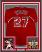 Framed Autographed/Signed Mike Trout 35x39 Los Angeles Red Baseball Jersey Steiner Sports COA Hologram Only