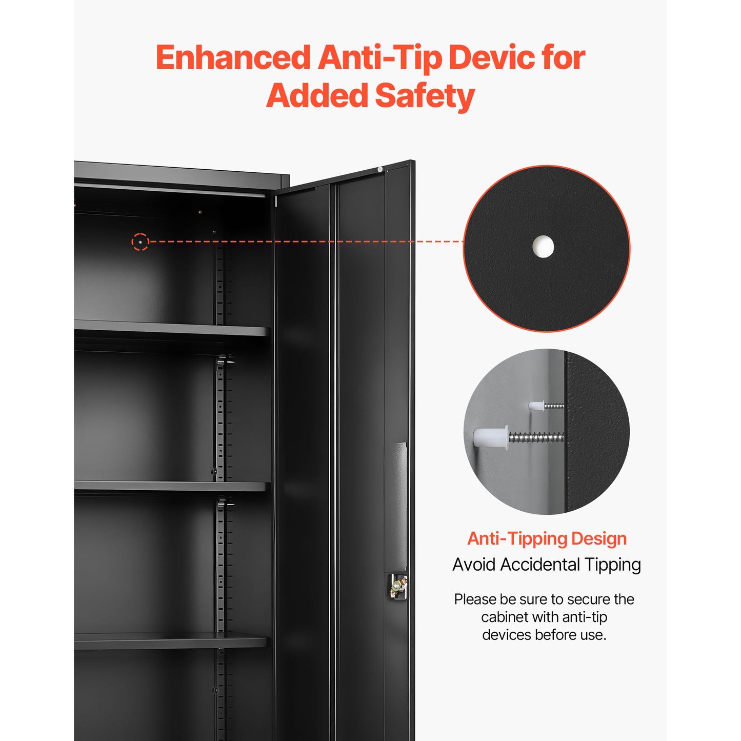 Metal Storage Cabinet, 68.9 in Lockable Steel Garage Cabinet