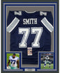 Framed Autographed/Signed Tyron Smith 35x39 Dallas Blue Football Jersey JSA COA