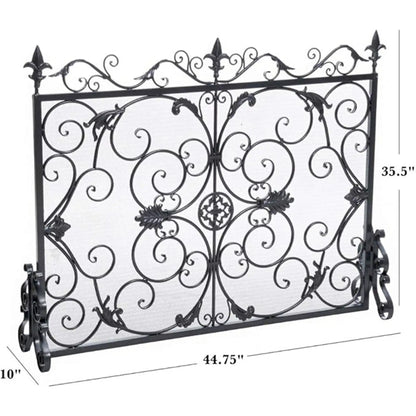Darcie Wrought Iron Fireplace Screen Ornate Design