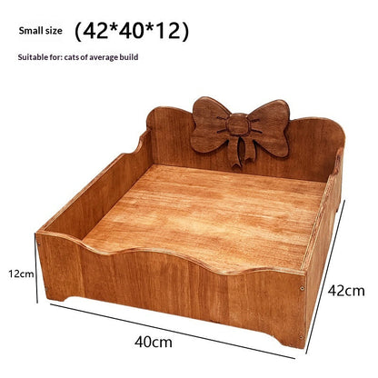 Solid Wood Pet House Vintage Mid-Century Cat Bed