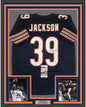 Framed Autographed/Signed Eddie Jackson 35x39 Chicago Blue Football Jersey JSA COA