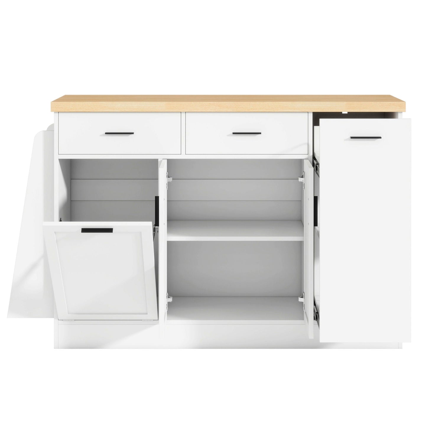 Kitchen Sideboard With Sliding Door Cabinet, 3 Tier Spice Rack