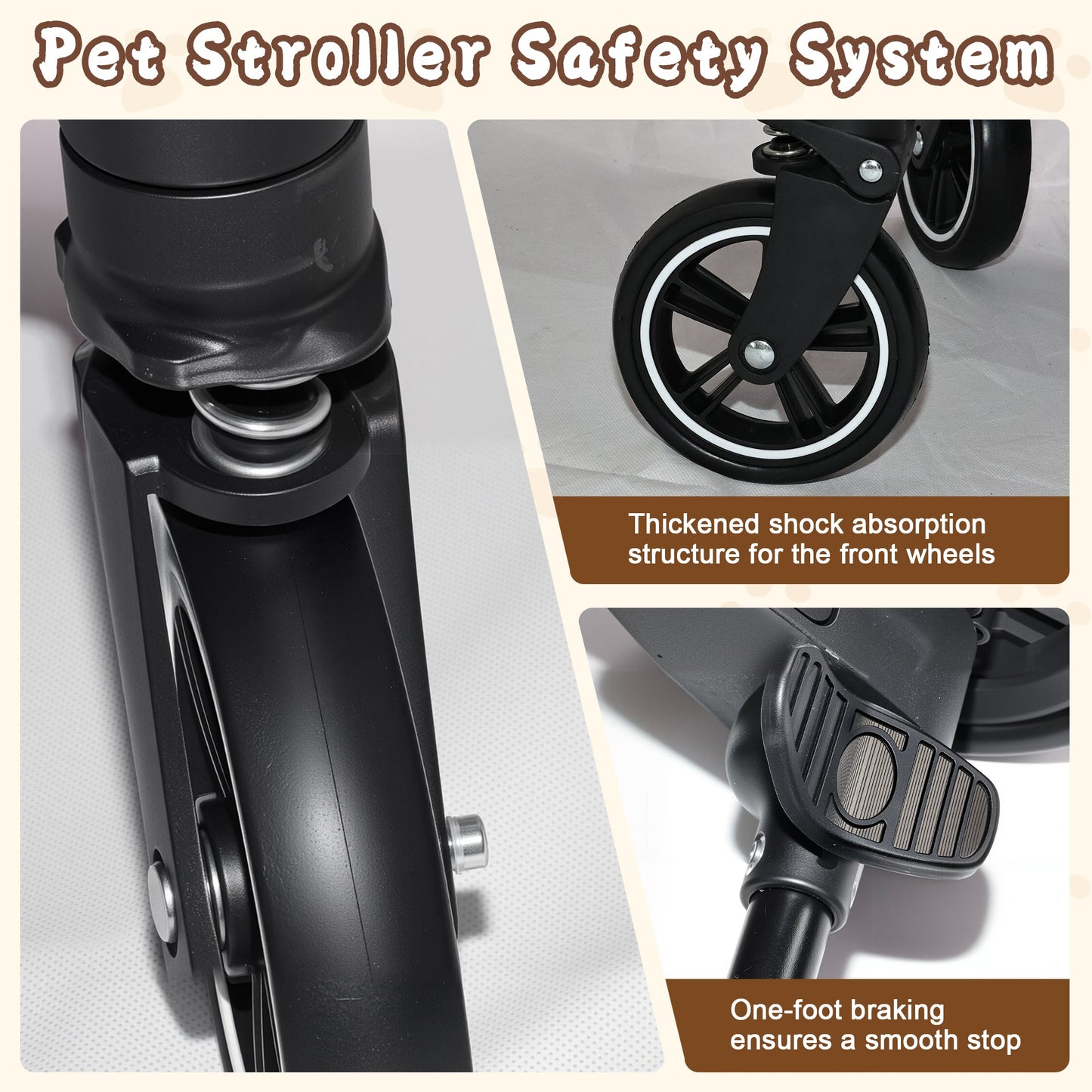 Pet Stroller for Dogs and Cats, 2-in-1 Detachable Foldable Design