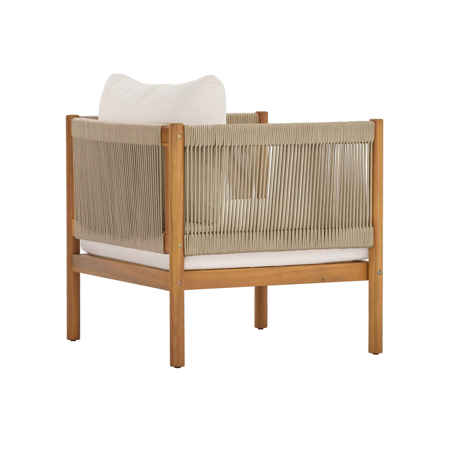 Outdoor Club Chair with Acacia Wood Frame in Teak Look