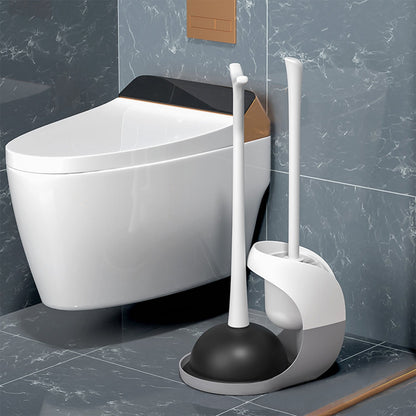 Toilet Plunger and Brush Combo Set with Ventilated Holder 2 in 1 Toilet Cleaning Tools Set with Caddy Stand for Bathroom