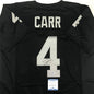 Autographed/Signed Derek Carr Oakland Black Football Jersey Beckett BAS COA