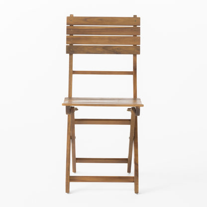 Outdoor Foldable Wood Dining Chair With Slat Design (Set of 2)