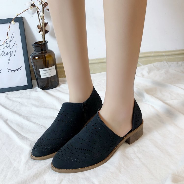 European and American hollow low heel women shoes