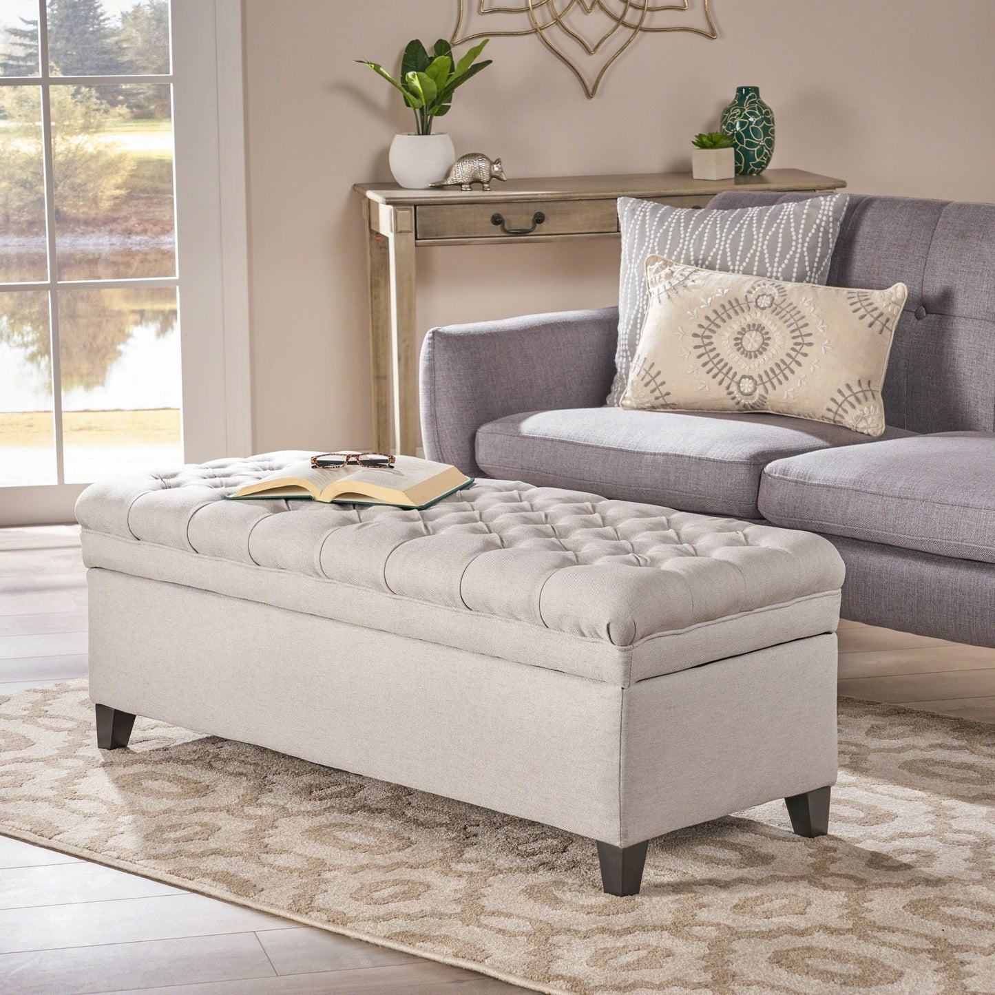 Juliana Storage Ottoman With Birch Legs