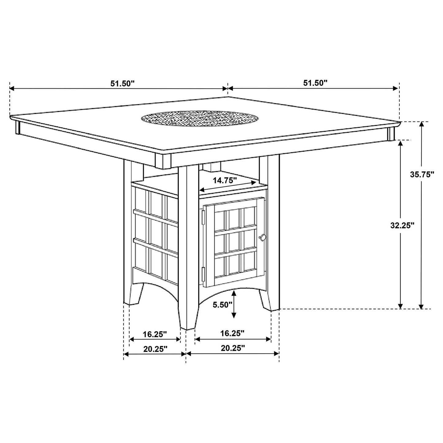 Tolland - Counter Height Dining Table With Storage Pedestal - Cappuccino