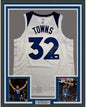 Framed Autographed/Signed Karl-Anthony Towns 35x39 Minnesota White Basketball Jersey JSA COA
