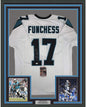Framed Autographed/Signed Devin Funchess 35x39 Carolina White Football Jersey JSA COA