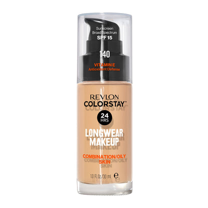 Revlon Liquid Foundation, ColorStay Face Makeup for Combination & Oily Skin, SPF 15, Medium-Full Coverage with Matte Finish, 180 Sand Beige, 1 Fl Oz