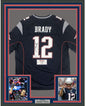 Framed Autographed/Signed Tom Brady 35x39 New England Patriots Blue Authentic Nike Game Football Jersey Tristar COA