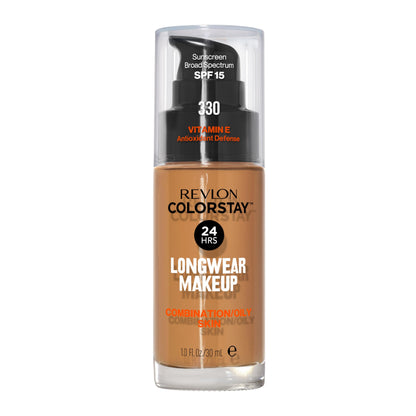Revlon Liquid Foundation, ColorStay Face Makeup for Combination & Oily Skin, SPF 15, Medium-Full Coverage with Matte Finish, 180 Sand Beige, 1 Fl Oz