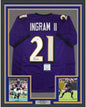 Framed Autographed/Signed Mark Ingram II 35x39 Baltimore Purple Football Jersey Beckett BAS COA