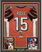 Framed Autographed/Signed John Ross III 35x39 Cincinnati Orange Football Jersey JSA COA