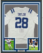 Framed Autographed/Signed Jonathan Taylor 35x39 Indianapolis Colts White Nike Game Football Jersey Fanatics COA