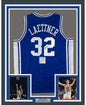 Framed Autographed/Signed Christian Laettner 35x39 Duke Blue College Basketball Jersey PSA/DNA COA