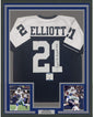 Framed Autographed/Signed Ezekiel Elliott 35x39 Dallas Thanksgiving Day Football Jersey Beckett BAS COA