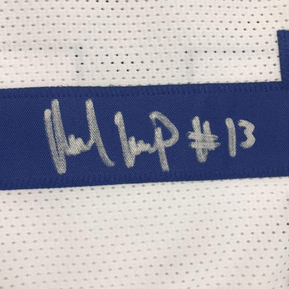 Framed Autographed/Signed Michael Gallup 35x39 Dallas White Football Jersey Beckett BAS COA