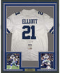 Framed Autographed/Signed Ezekiel Elliott 35x39 Dallas White Football Jersey PSA/DNA COA #2